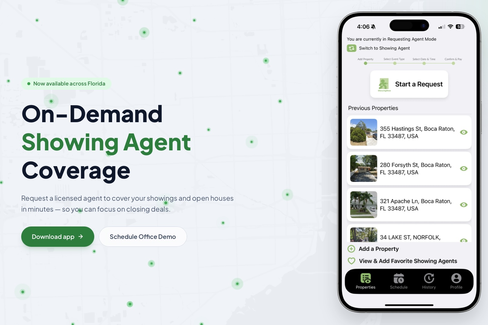 ShowingNow — on-demand showing agent coverage app for real estate